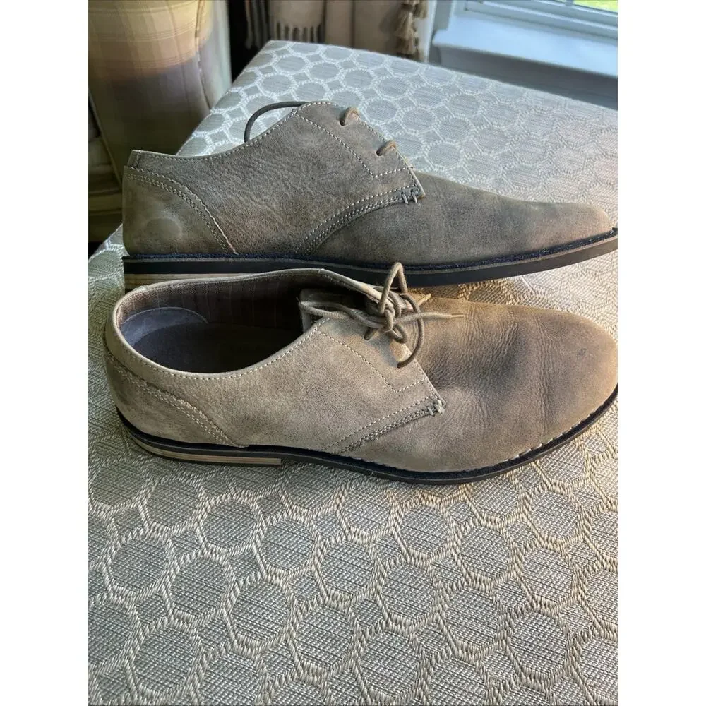 Original Penguin Waylon Beige/Taupe Distressed Suede Derby Oxford Shoes Sz 13